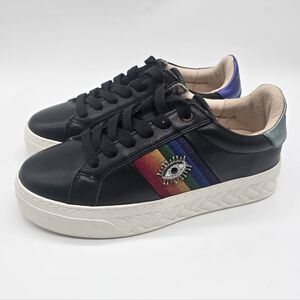 Kurt Geiger Black Sneakers with Rainbow and Eye Detail